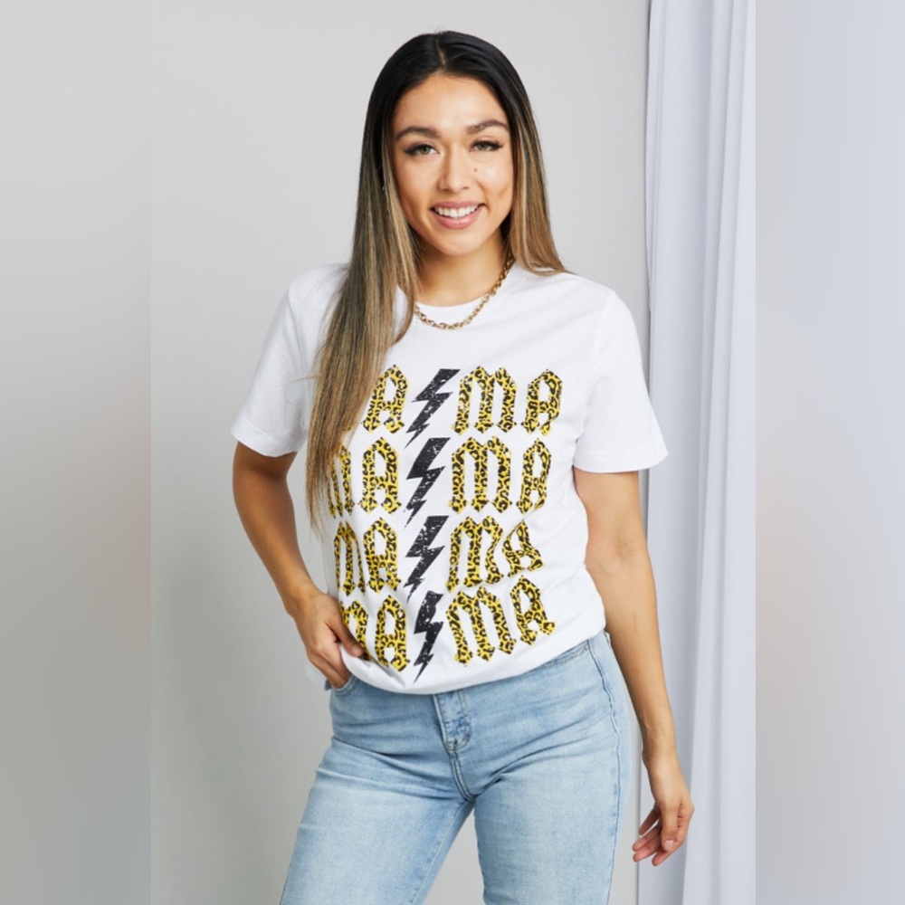 🌟NEW, CHIC**-   mineB MAMA Leopard Lightning Graphic Tee | OFFERS WELCOME